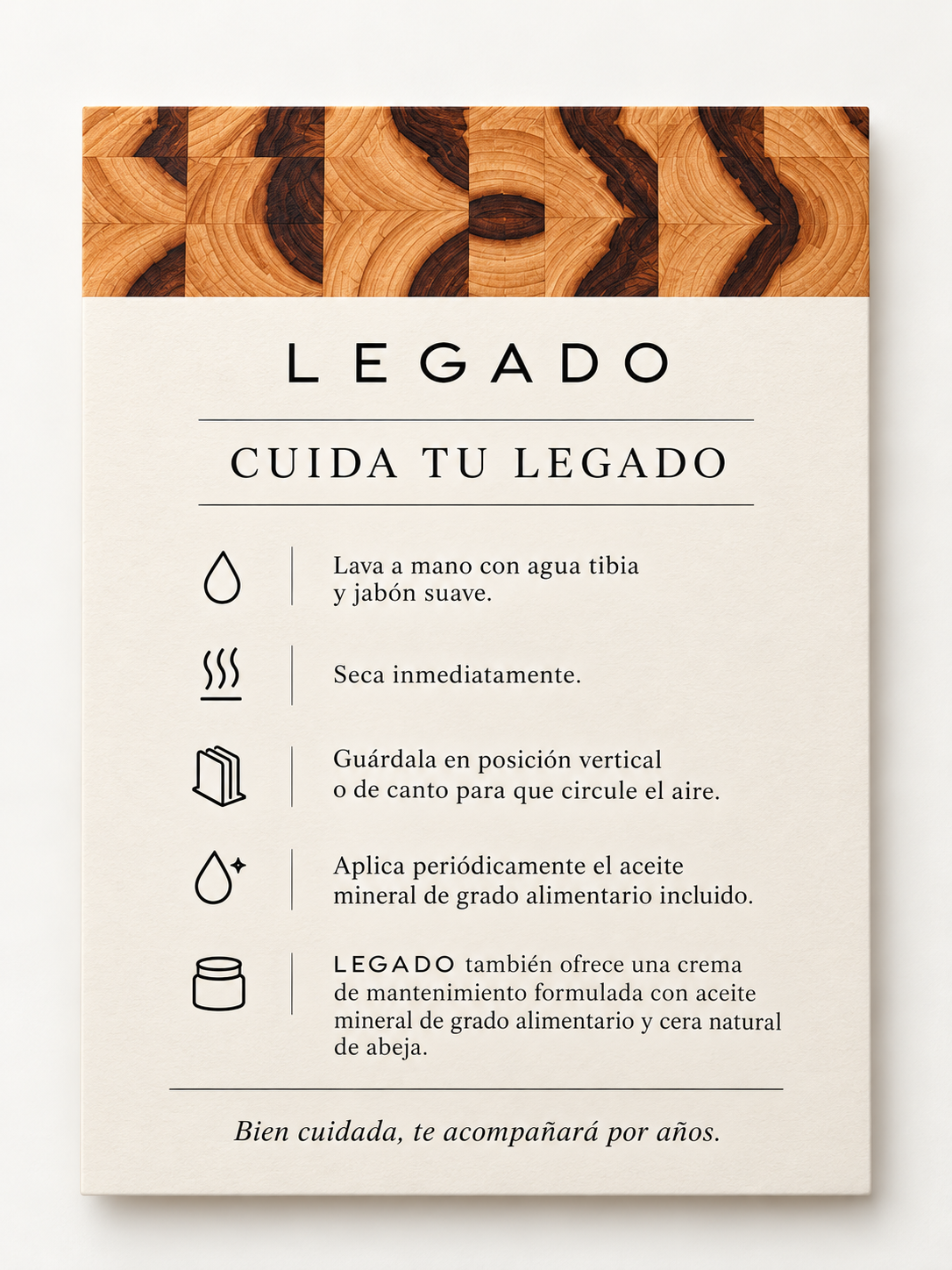 Tarjeta de cuidados LEGADO
