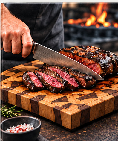 Tabla de testa LEGADO usada para cortar carne de parrilla